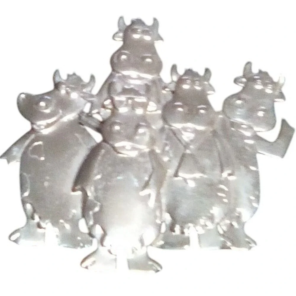 Vintage 1988‎ J.J.Jonette Pewter Cow Farm Animal Brooch Pin